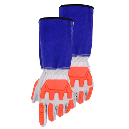 TPR Impact-Resistant Cowhide Welding Gloves with Extended Cuff