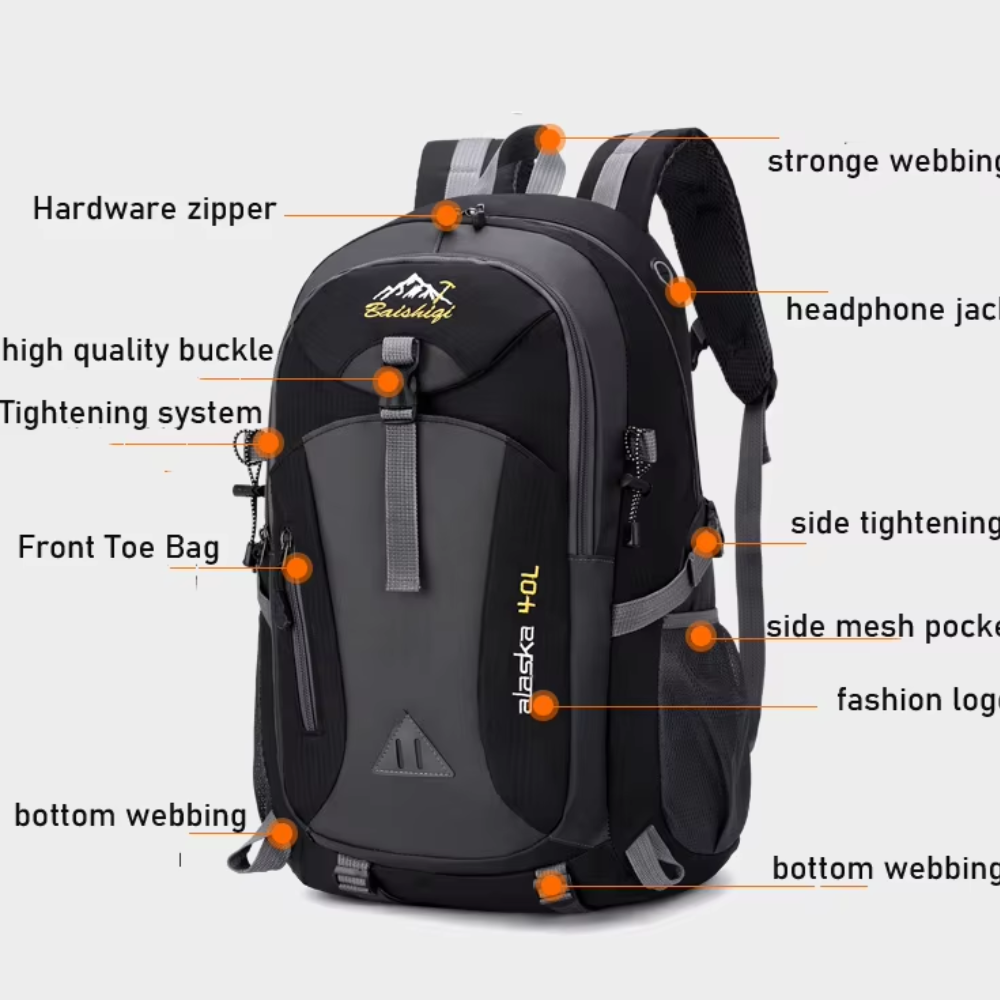 40L Tactical Backpack – Orange/Grey Oxford Daypack