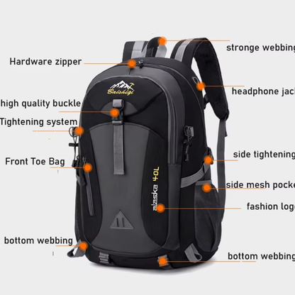 40L Tactical Backpack – Orange/Grey Oxford Daypack