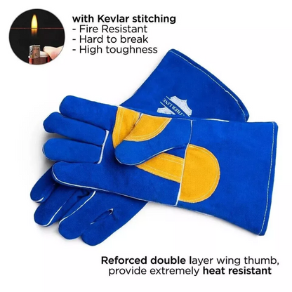 14-Inch Cow Leather Welding Gloves with Reinforced Wing Thumb
