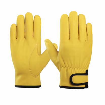 Heavy Duty Sheepskin Leather Driver Gloves with Adjustable Velcro Wrist