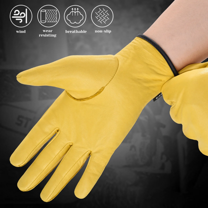 Heavy Duty Sheepskin Leather Driver Gloves with Adjustable Velcro Wrist