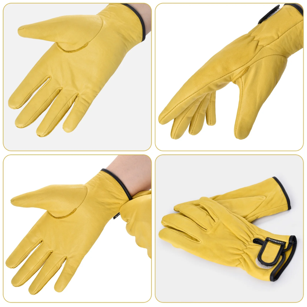 Heavy Duty Sheepskin Leather Driver Gloves with Adjustable Velcro Wrist