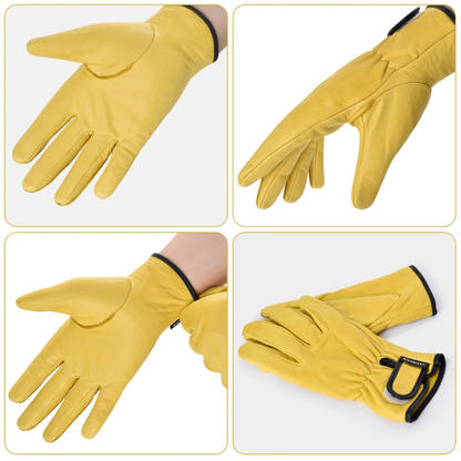 Heavy Duty Sheepskin Leather Driver Gloves with Adjustable Velcro Wrist