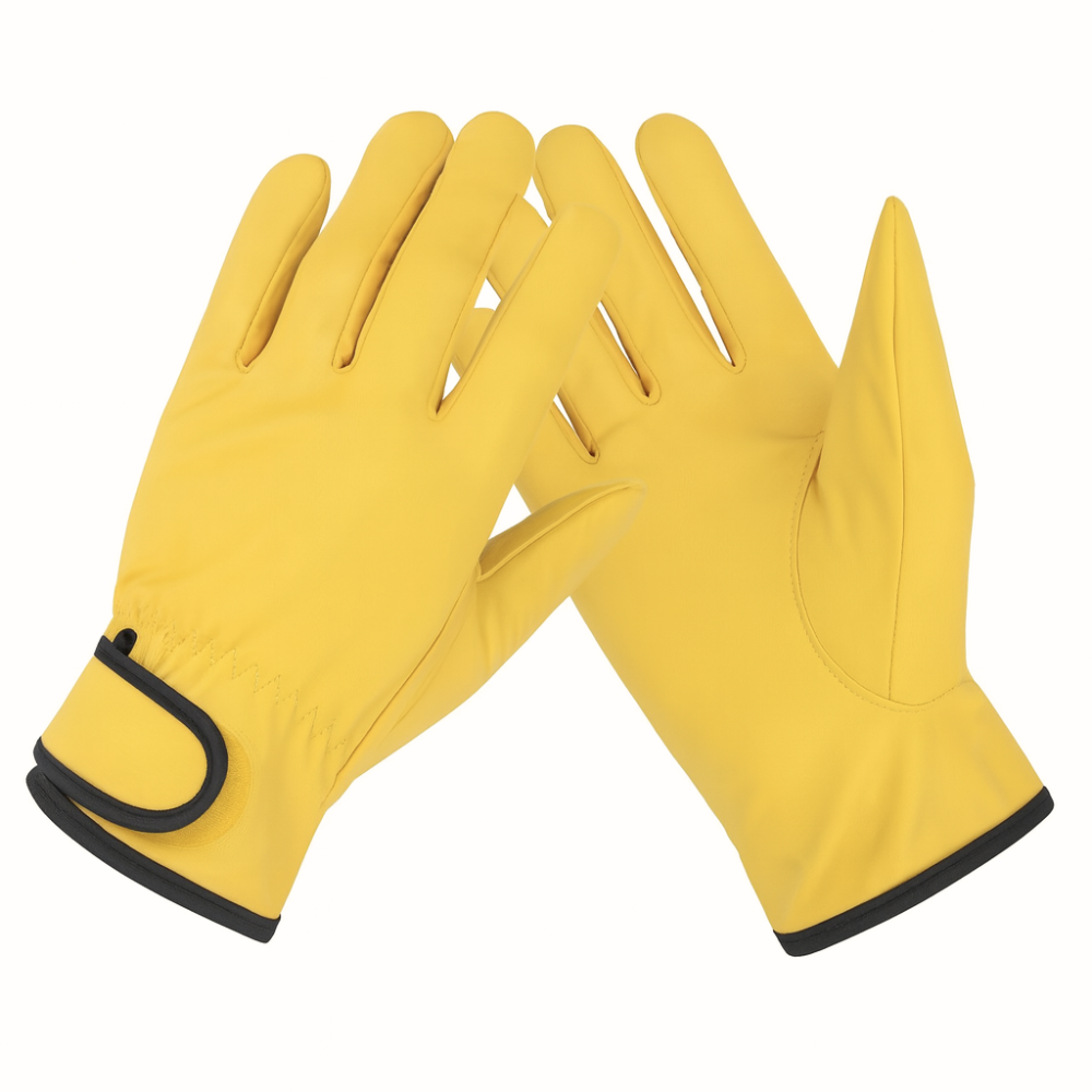 Heavy Duty Sheepskin Leather Driver Gloves with Adjustable Velcro Wrist