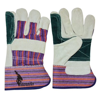Cowhide Leather Work Gloves with Double-Palm Protection