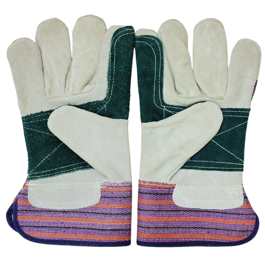Cowhide Leather Work Gloves with Double-Palm Protection