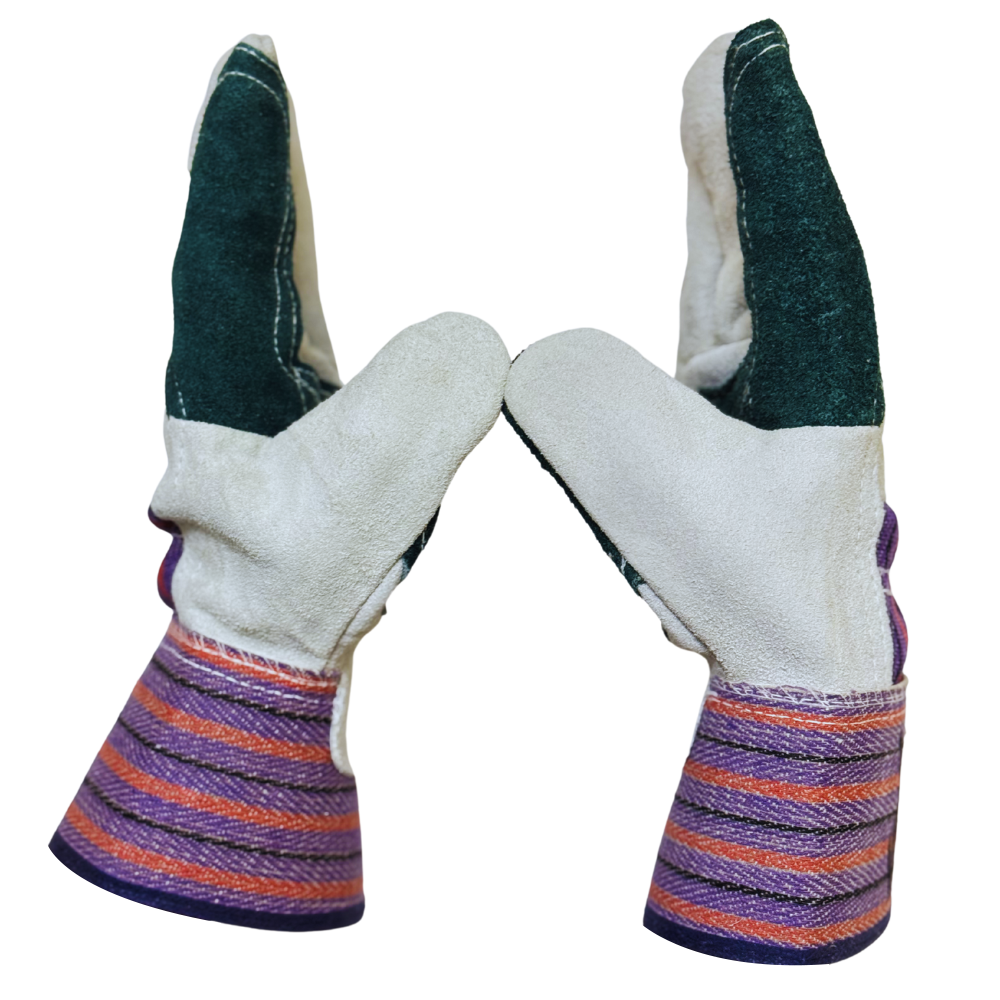 Cowhide Leather Work Gloves with Double-Palm Protection