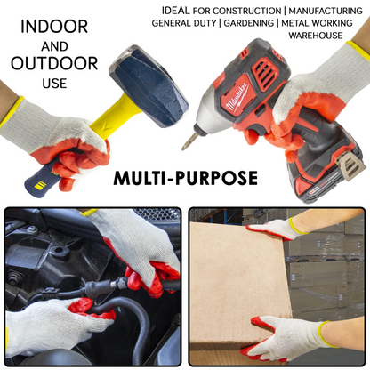 12 Pairs Latex Coated Work Gloves – Slip-Resistant Safety Gloves