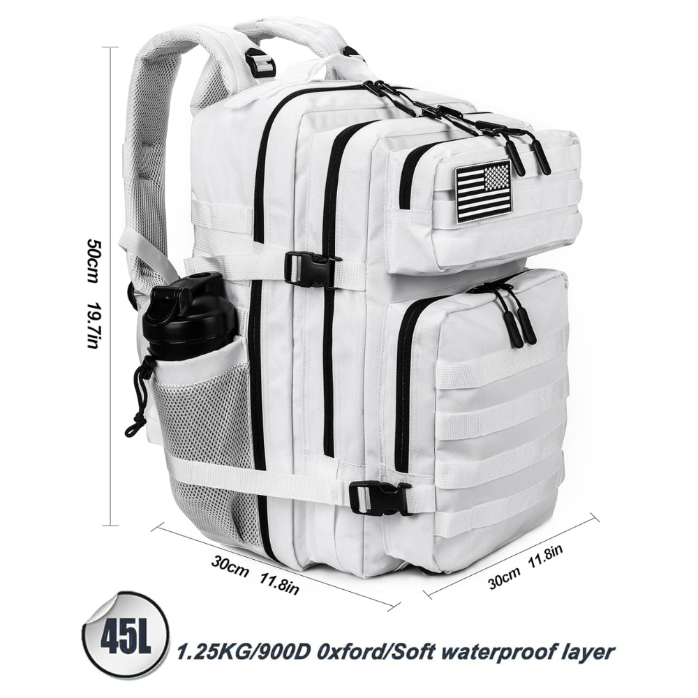 45L Tactical Backpack - Side Pocket, Multiple Prints & Colors