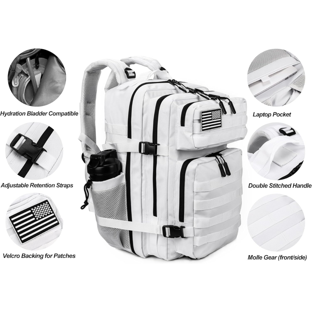 45L Tactical Backpack - Side Pocket, Multiple Prints & Colors