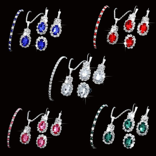 5pc Crystal Jewellery Set - Necklace, Earings, Bracelet & Ring