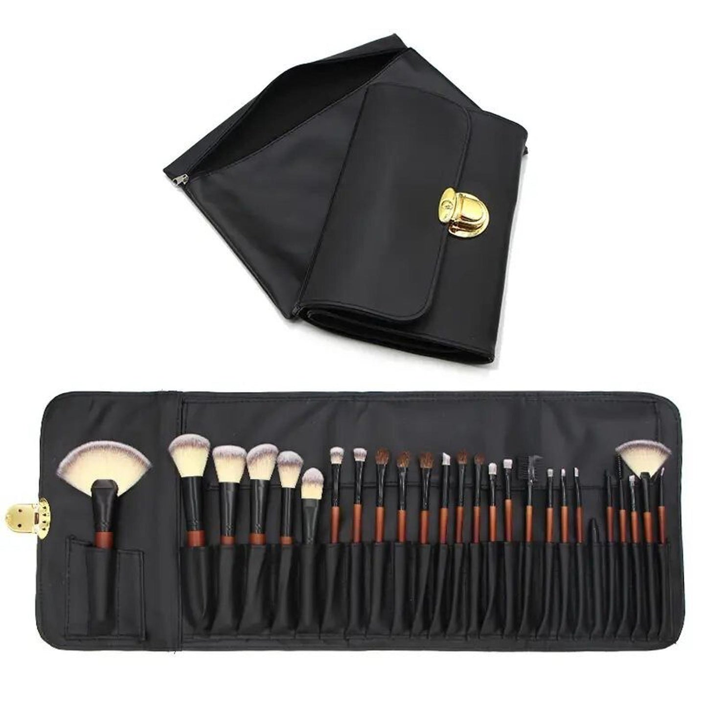 26pcs Premium Makeup Brush Set with Leather Bag