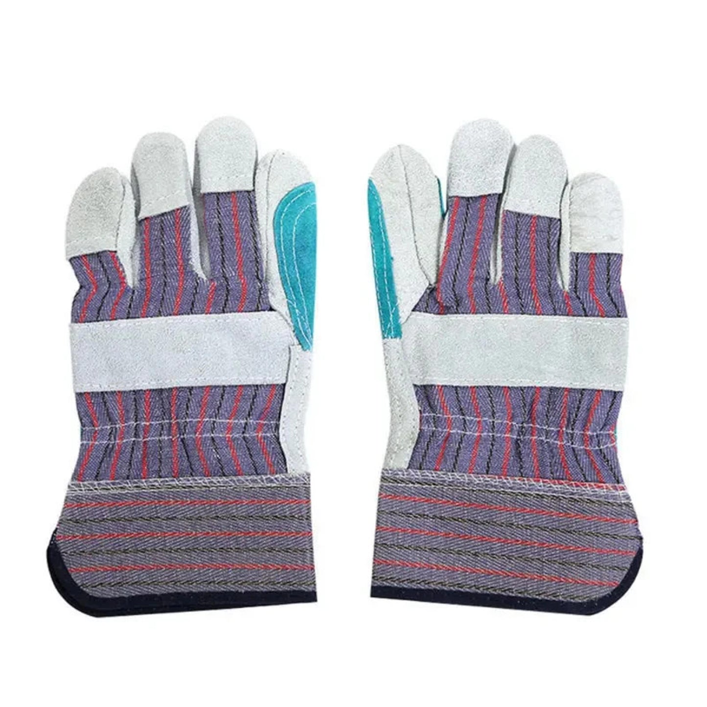 3 Pairs Split Leather Palm Work Heavy Duty Safety Construction Garden Gloves