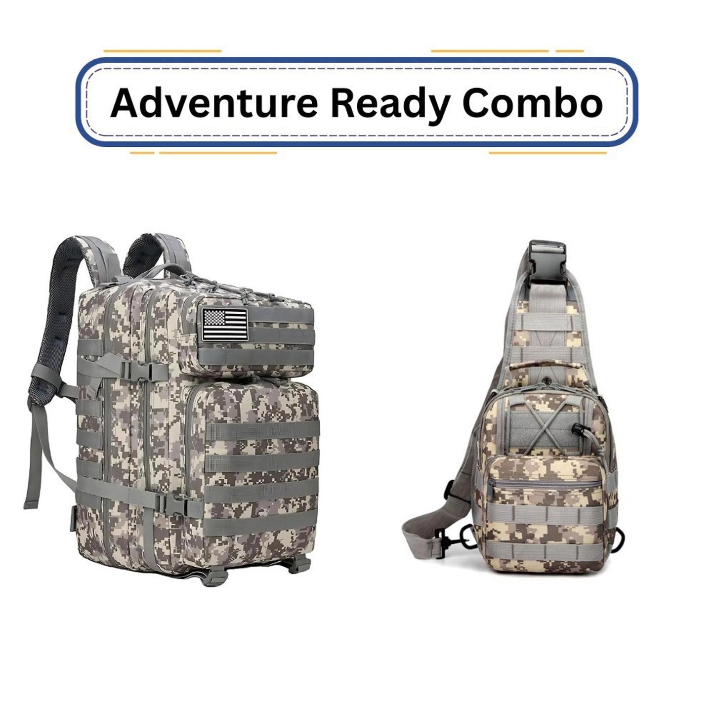 Tactical Adventure Combo Backpack & Sling Bag Outdoor Travel Hiking Gear