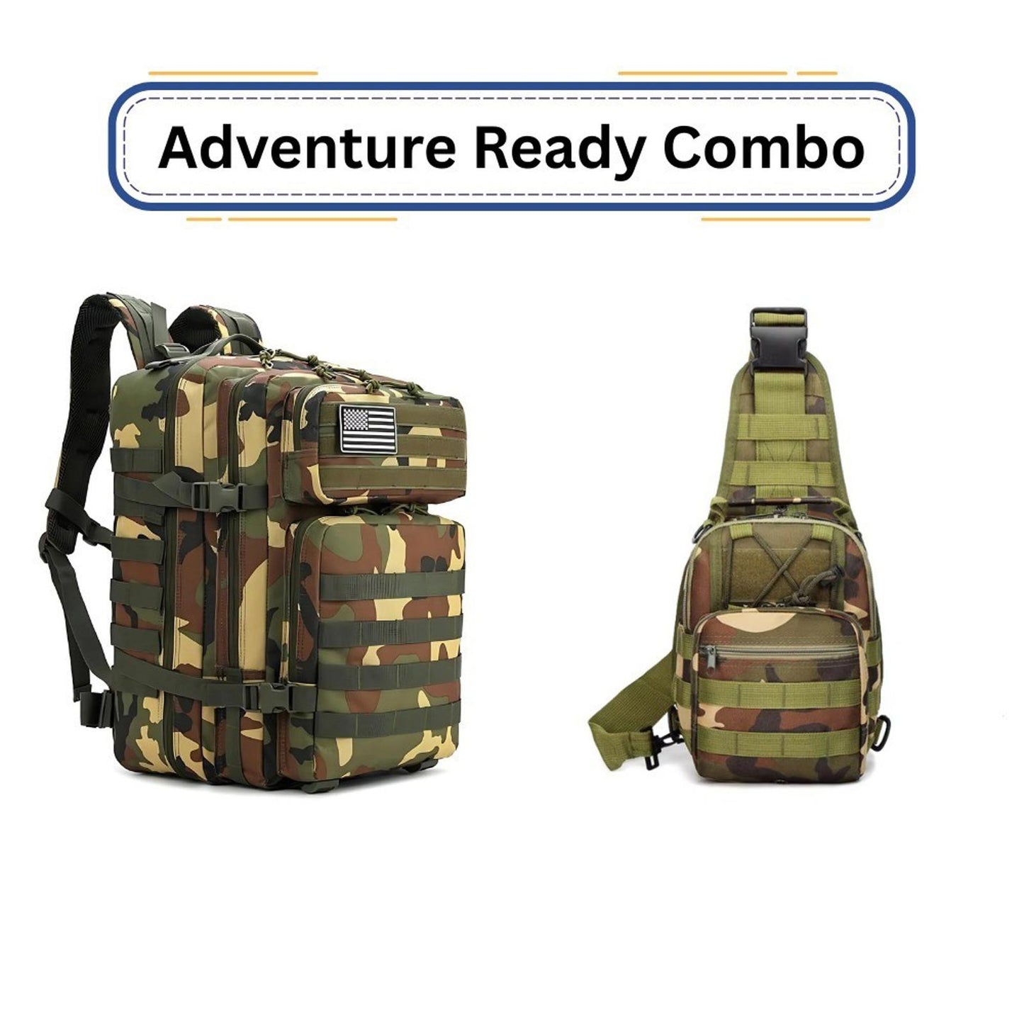 Tactical Adventure Combo Backpack & Sling Bag Outdoor Travel Hiking Gear