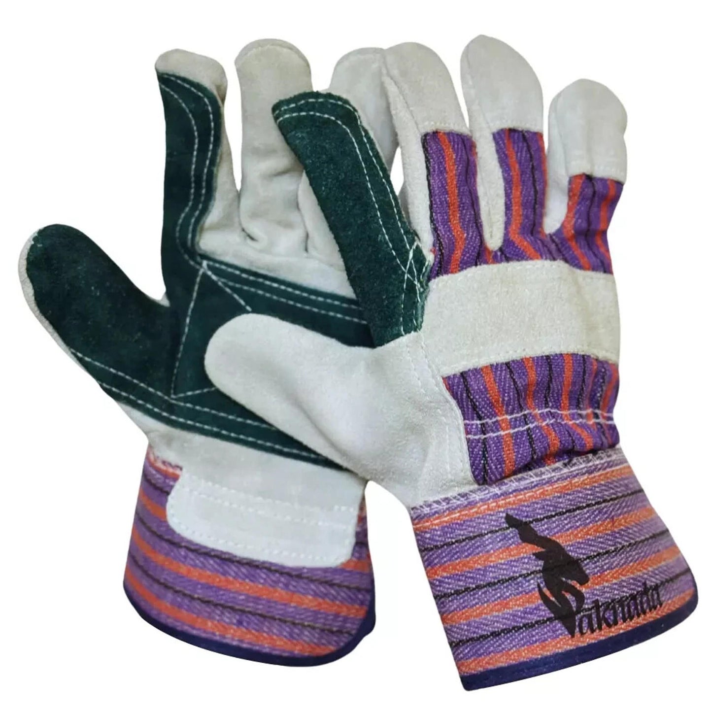 Heavy Duty Double Palm Cowhide Leather Work Gloves - Safety Cuff - L