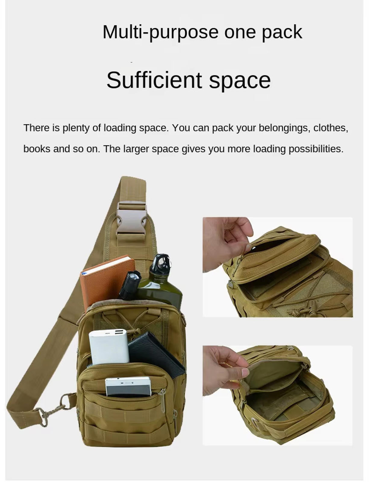 Tactical Sling Bag Military Crossbody Shoulder Backpack – EDC, Hiking, Outdoor