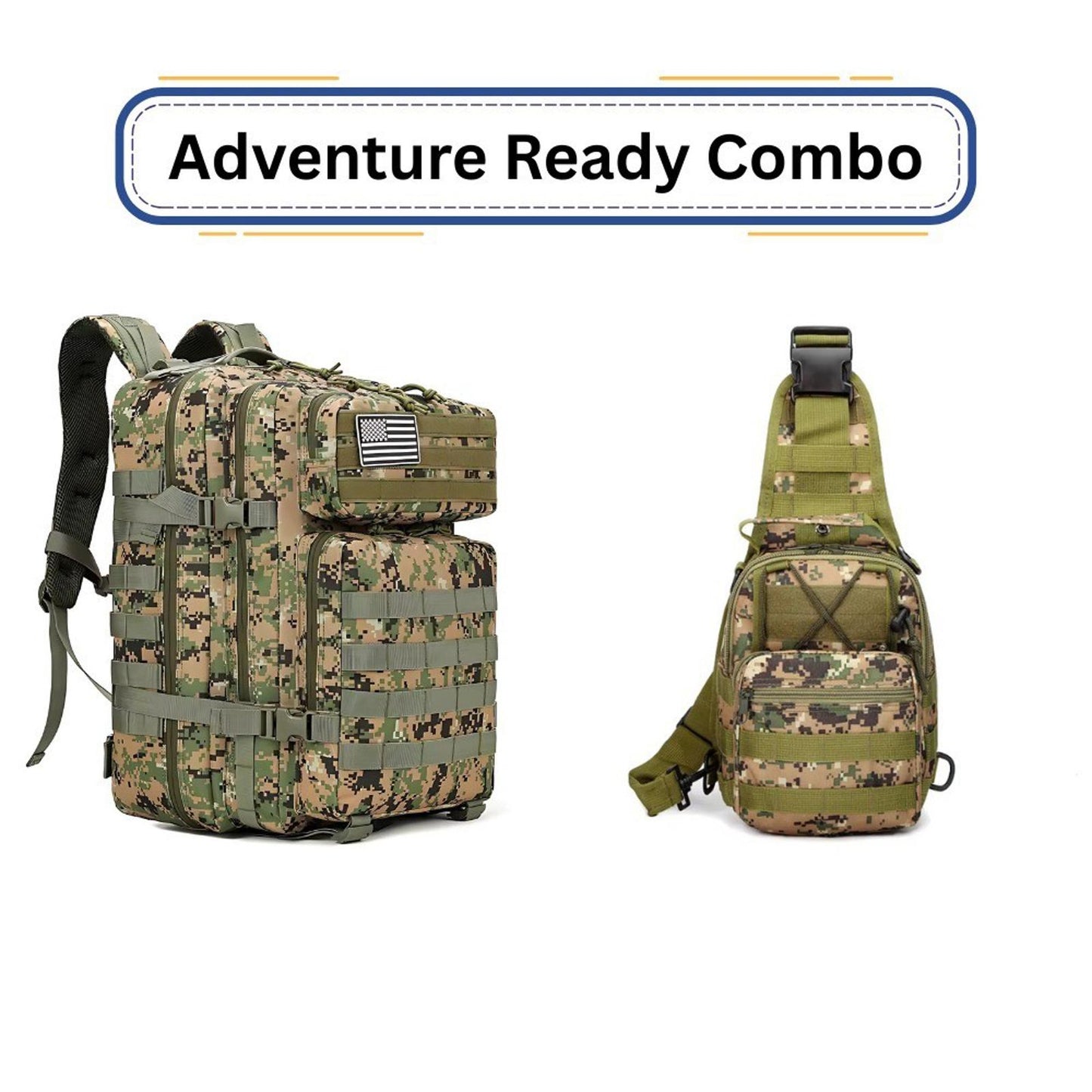 Tactical Adventure Combo Backpack & Sling Bag Outdoor Travel Hiking Gear