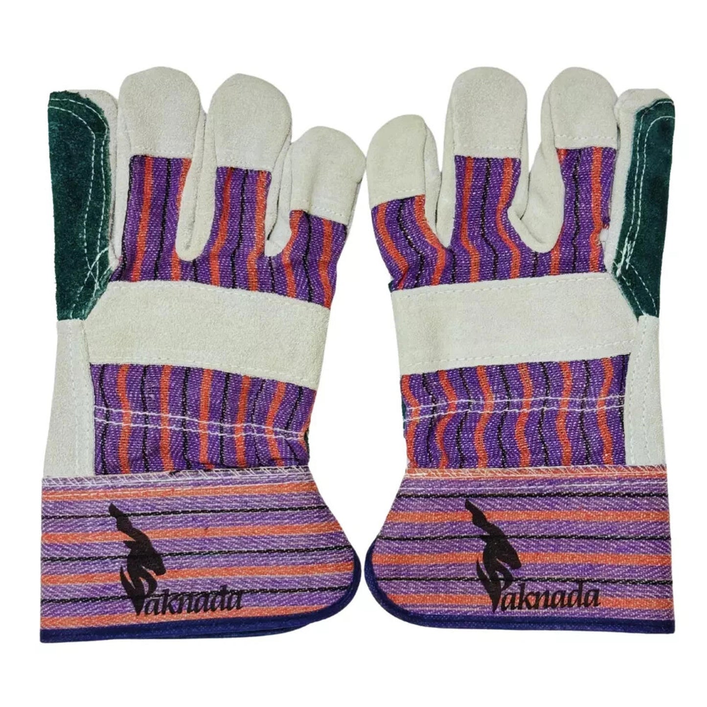 Heavy Duty Double Palm Cowhide Leather Work Gloves - Safety Cuff - L