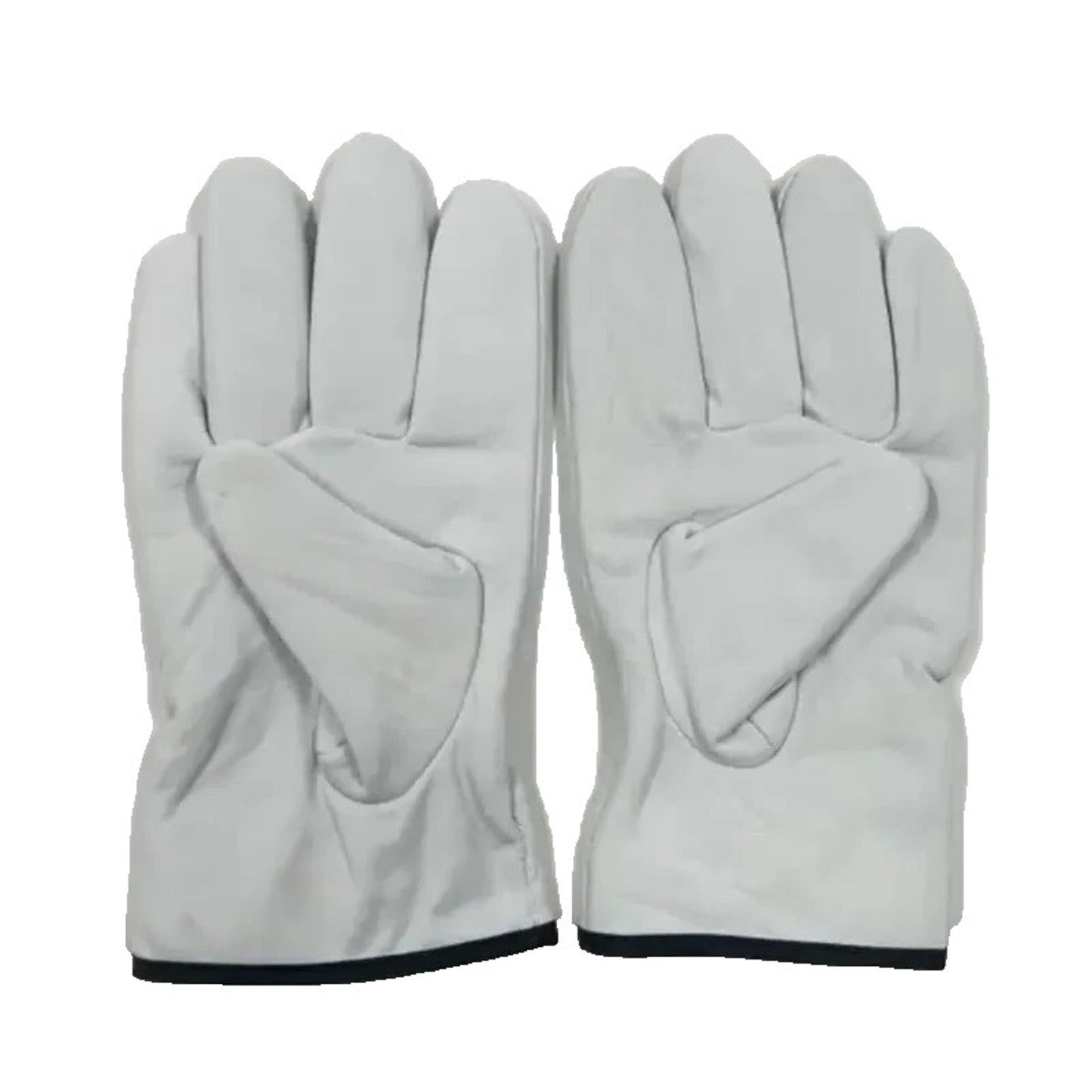 12 Pairs White Goatskin Leather Work Gloves – Heavy Duty, Soft, Adjustable Cuff