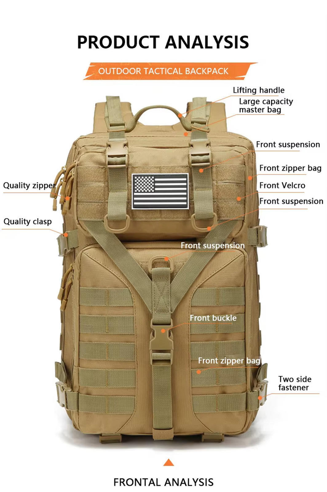 50L Tactical Military Backpack MOLLE Assault Pack Hiking Camping Bug Out Bag