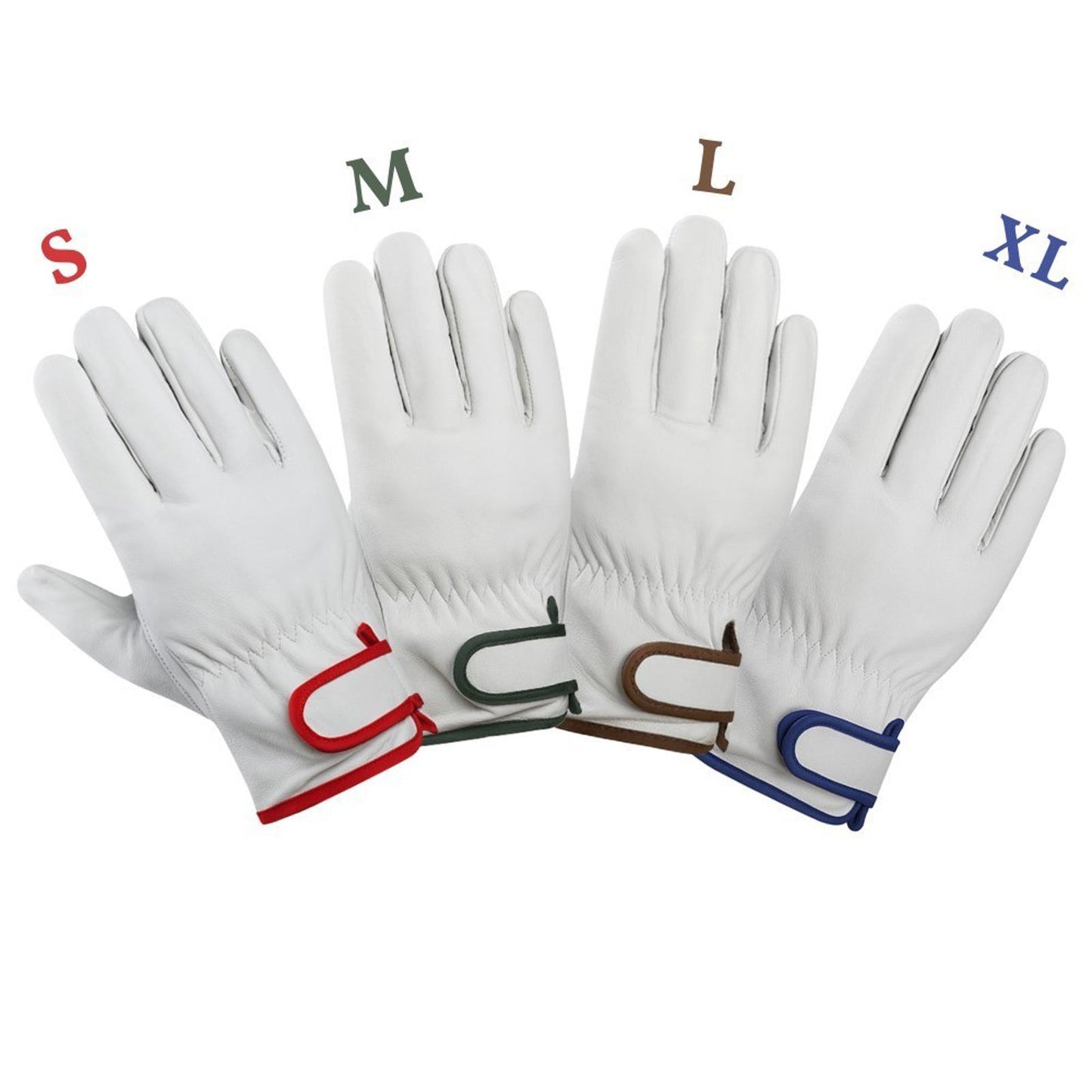 12 Pairs White Goatskin Leather Work Gloves – Heavy Duty, Soft, Adjustable Cuff