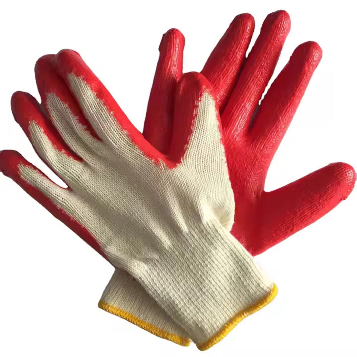 60 Pairs of Red Latex-Coated Work Gloves – Heavy-Duty Grip – Safety Knit Gloves