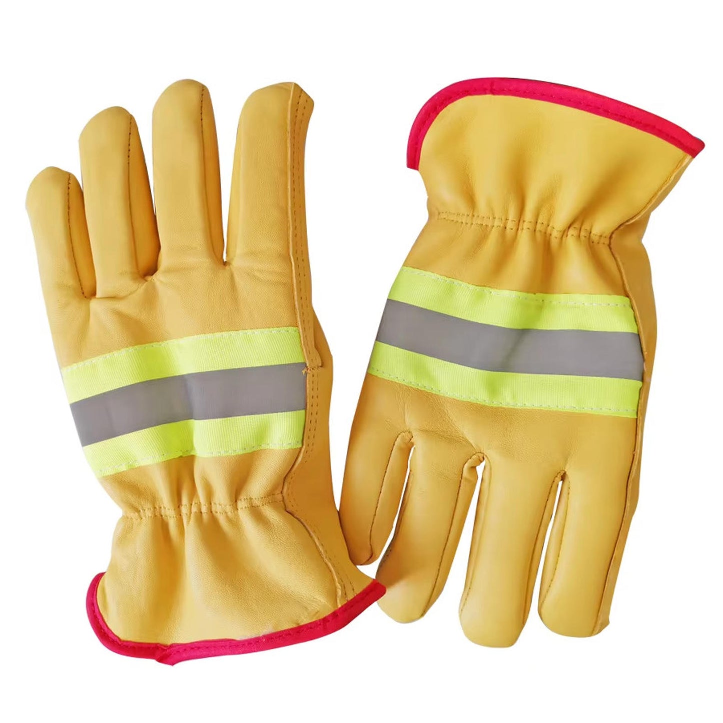 12 Pairs Reflective Sheepskin Leather Safety Gloves Anti-Slip, Flexible, Durable