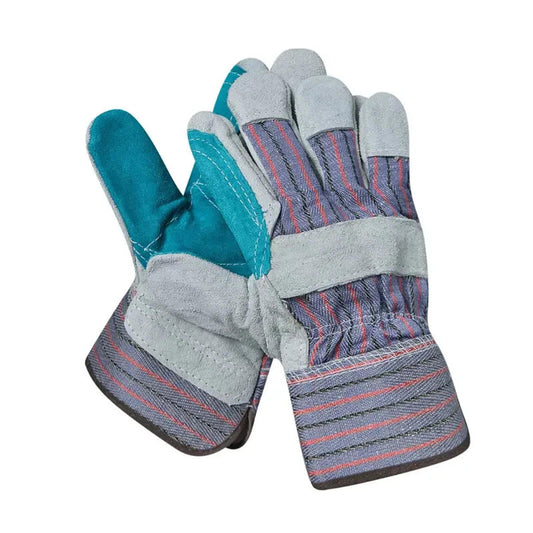 3 Pairs Split Leather Palm Work Heavy Duty Safety Construction Garden Gloves