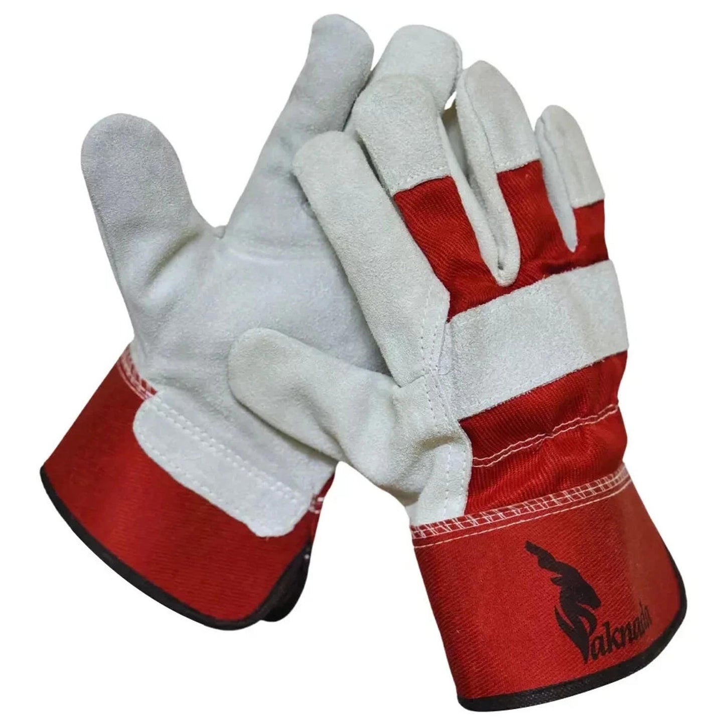 Cow Split Leather Safety Work Gloves Safety Red - Single Palm - Large
