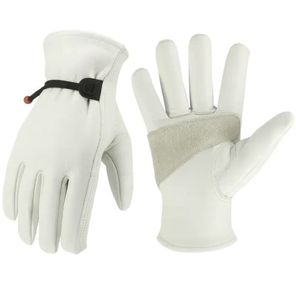 Paknada Men's Goatskin Leather Work Gloves Reinforced Palm 12 Pairs