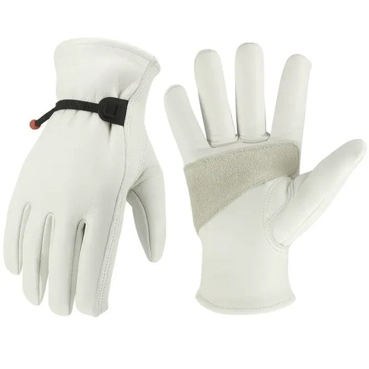 Paknada Men's Goatskin Leather Work Gloves Reinforced Palm 12 Pairs