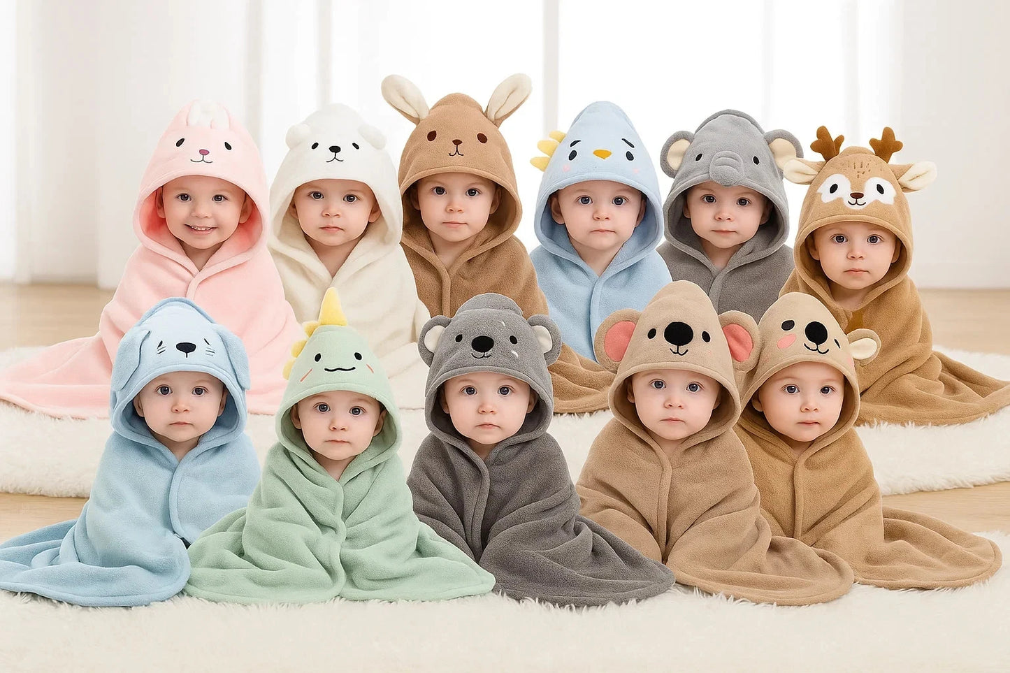 Ultra-Soft Microfiber Hooded Baby Towel & Robe - Unisex - Newborn to 3 Years