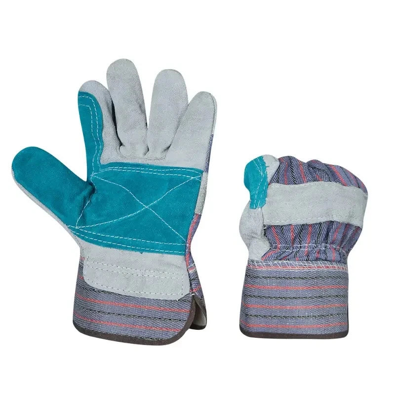 Split Leather Palm Work Heavy Duty Safety Construction Garden Gloves