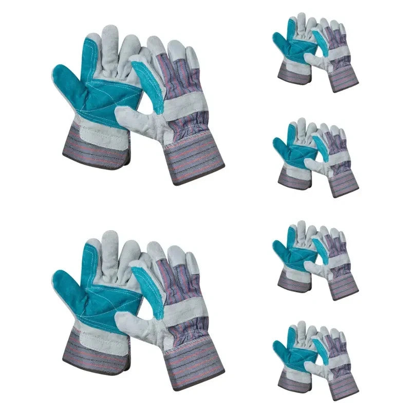 Split Leather Palm Work Heavy Duty Safety Construction Garden Gloves