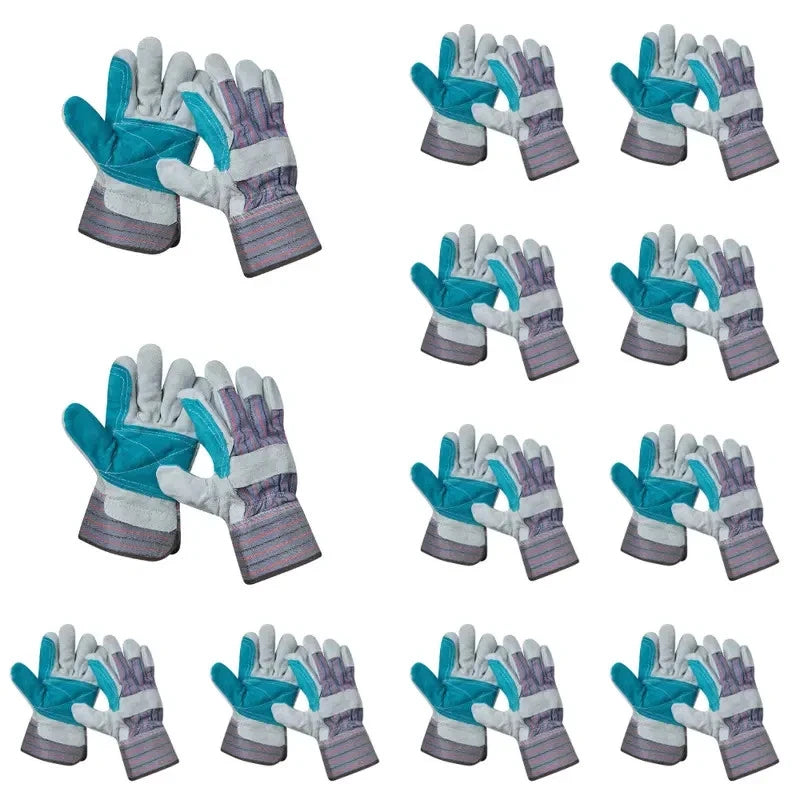 Split Leather Palm Work Heavy Duty Safety Construction Garden Gloves