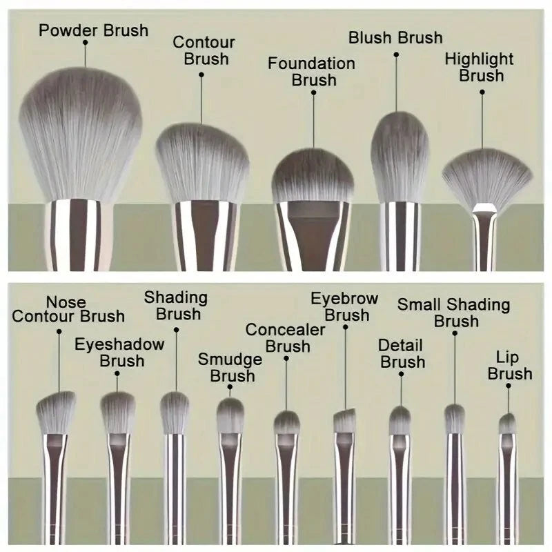 Luxurious 14pcs Makeup Brush Set - Plush
