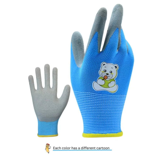 Kids Gardening Gloves Cartoon Print | 6 Pairs Mix Colors | S M L Sizes